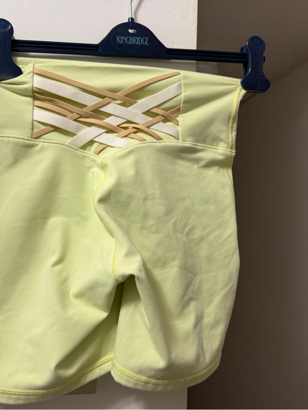 Fabletics Pale Yellow High-Waist Crisscross Active Shorts